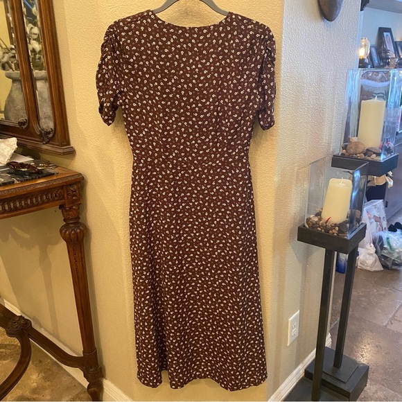 SHEIN Women Brown White Floral Button-Down Maxi Boho Dress Size Small - Picture 4 of 7